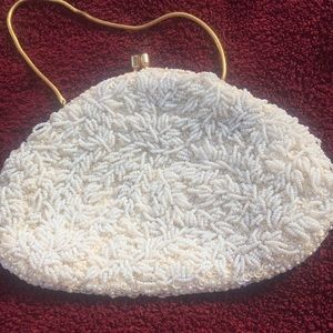 Vintage Cream Beaded & Sequinned Purse, 60’s